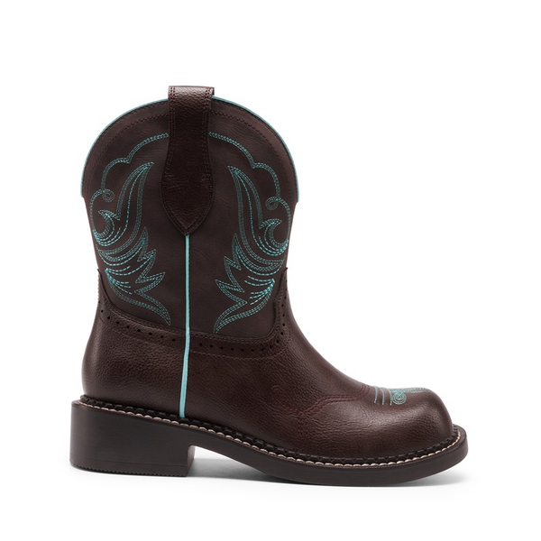 Women’s Slip-On Vintage Western Boots - BROWN - 1