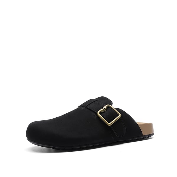 Women’s Adjustable Faux Suede Clogs - BLACK -  0