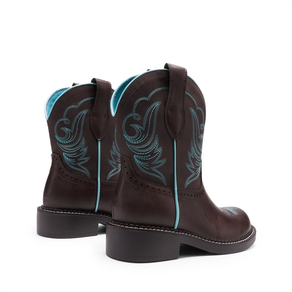 Women’s Slip-On Vintage Western Boots - BROWN - 2