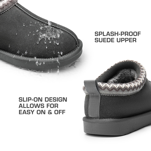 Women’s Wide Toe Fuzzy Cozy Slip-On Slippers - GREY - 3