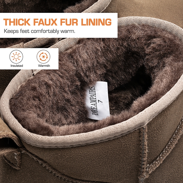 Women’s Wide Toe Platform Mini Snow Boots - TAUPE - 5