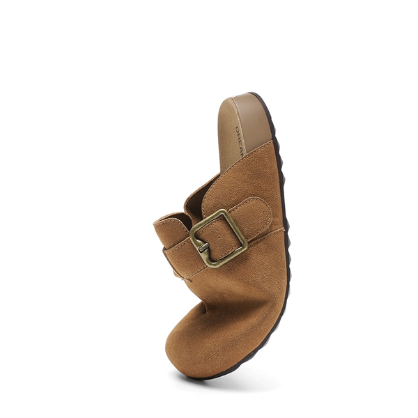 Women’s Adjustable Faux Suede Clogs - BROWN - 2