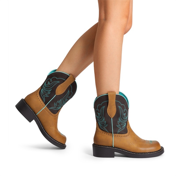 Women’s Slip-On Vintage Western Boots - TAN/BROWN - 6