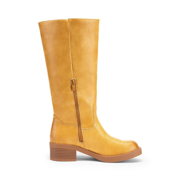 Women’s Square Toe Knee-High Boots - YELLOW - 1