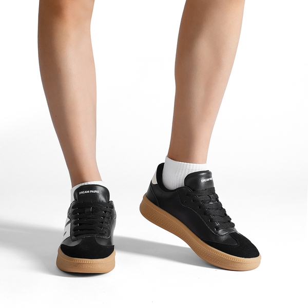 Women’s Retro Casual Walking Sneakers - BLACK - 7