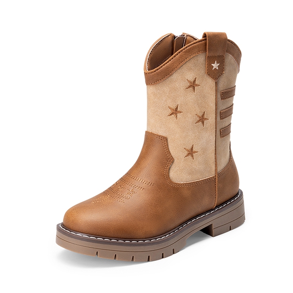 Kids’ American Flag Western Boots - LIGHT BROWN -  0