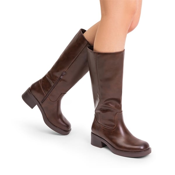 Women’s Square Toe Knee-High Boots - DARK BROWN - 6