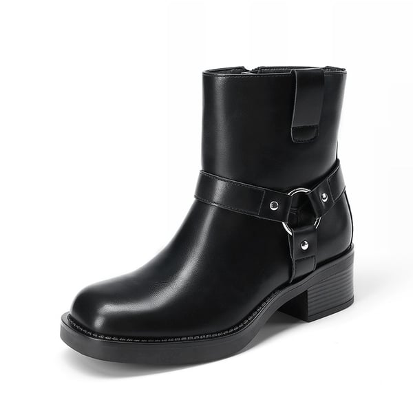 Women’s Rebel-Chic Motorcycle Boots - BLACK -  0