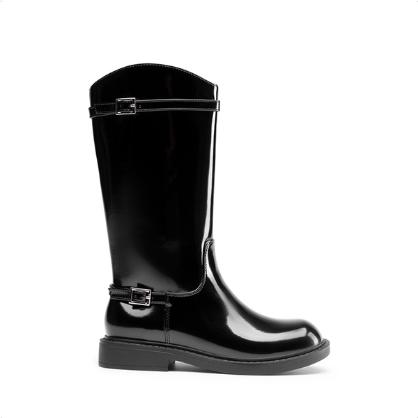 Girls’ Classic Buckle Knee-High Boots - ALL BLACK - 1