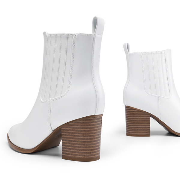 Women’s Sleek Cushioned Ankle Boots - WHITE - 4