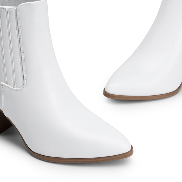 Women’s Sleek Cushioned Ankle Boots - WHITE - 3