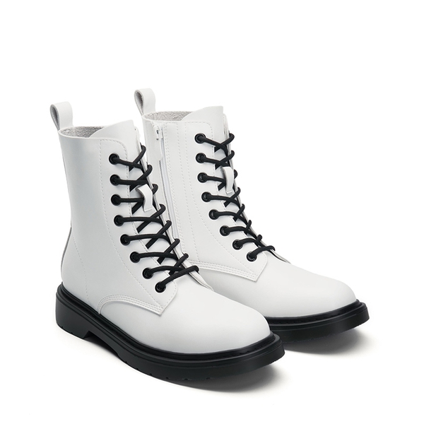 Women’s Modern Lace-Up Combat Ankle Boots - WHITE - 2