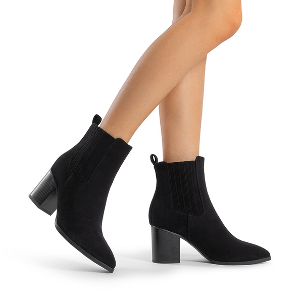 Women’s Sleek Cushioned Ankle Boots - BLACK-SUEDE - 6