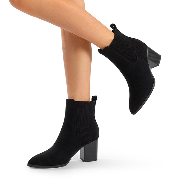 Women’s Sleek Cushioned Ankle Boots - BLACK-SUEDE - 7