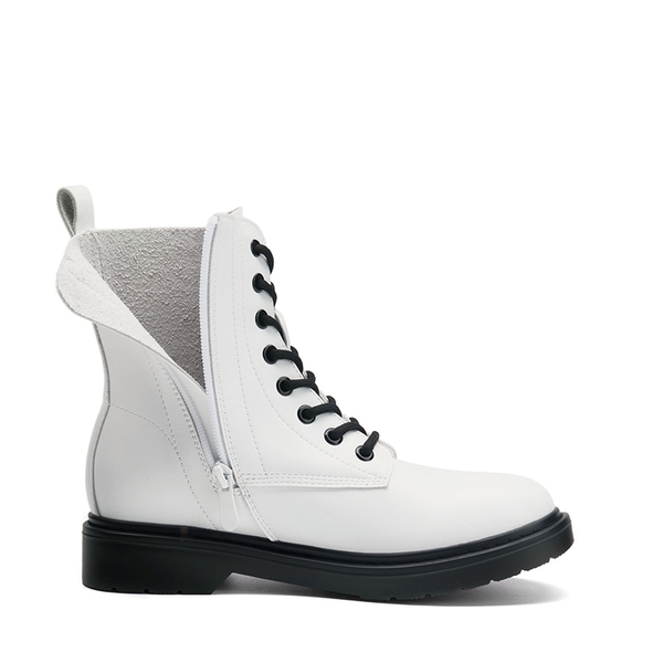Women’s Modern Lace-Up Combat Ankle Boots - WHITE - 1