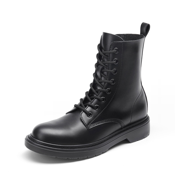 Women’s Modern Lace-Up Combat Ankle Boots - BLACK-MATTE -  0