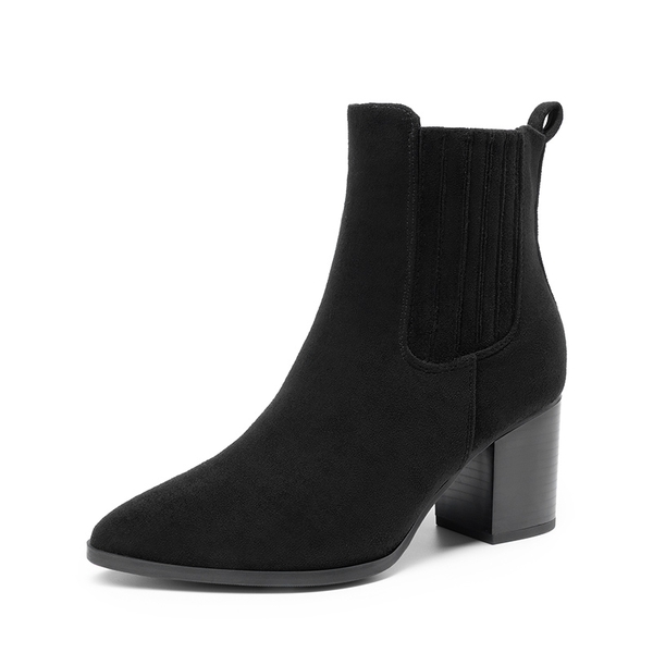 Women’s Sleek Cushioned Ankle Boots - BLACK-SUEDE -  0