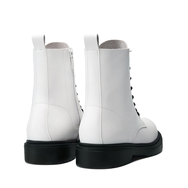 Women’s Modern Lace-Up Combat Ankle Boots - WHITE - 3