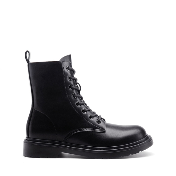 Women’s Modern Lace-Up Combat Ankle Boots - BLACK-PU - 4