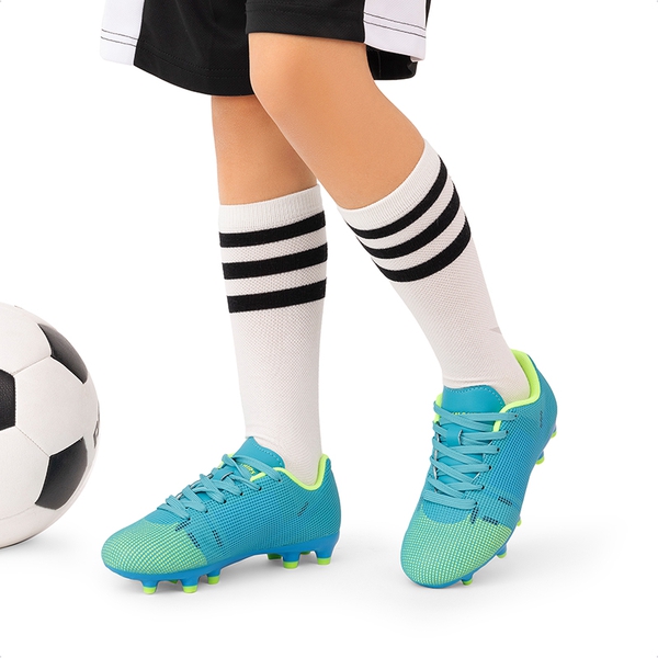 Kids’ Durable Soccer Cleats with Enhanced Ball Control - BLUE/NEON GREEN - 5