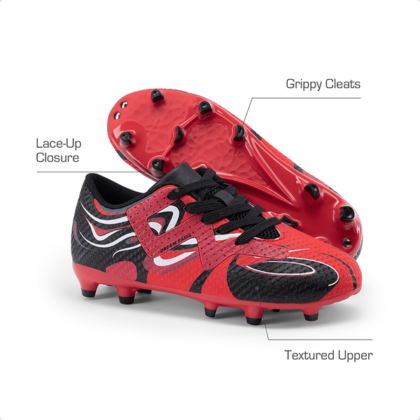 Kids’ High-Performance Soccer Cleats - RED/BLACK - 2