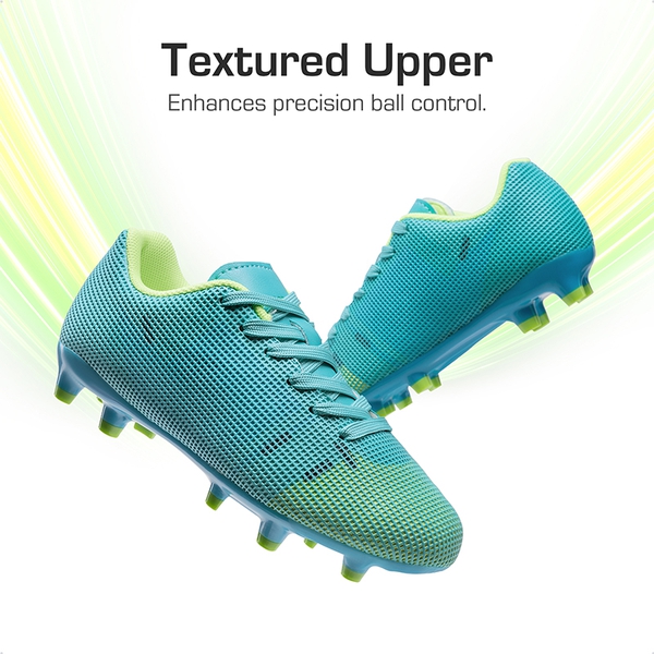 Kids’ Durable Soccer Cleats with Enhanced Ball Control - BLUE/NEON GREEN - 1