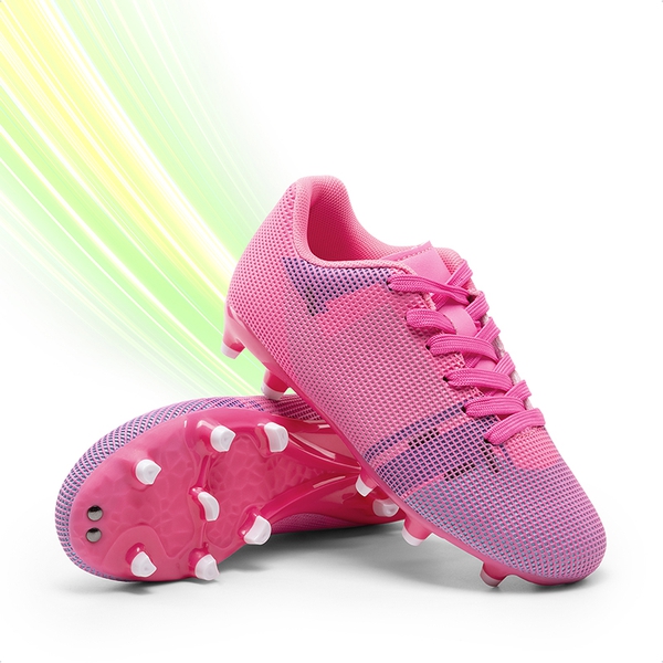 Kids’ Durable Soccer Cleats with Enhanced Ball Control - ROSE RED/WHITE - 4