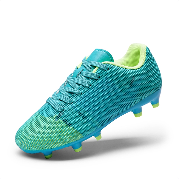Kids’ Durable Soccer Cleats with Enhanced Ball Control - BLUE/NEON GREEN -  0