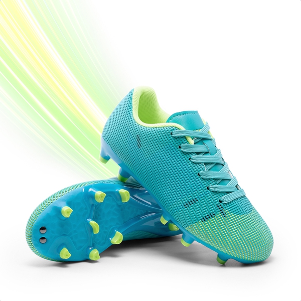Kids’ Durable Soccer Cleats with Enhanced Ball Control - BLUE/NEON GREEN - 4