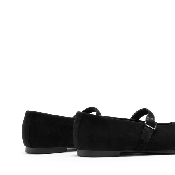 Women’s Cushioned Mary Jane Flats - BLACK-SUEDE - 4