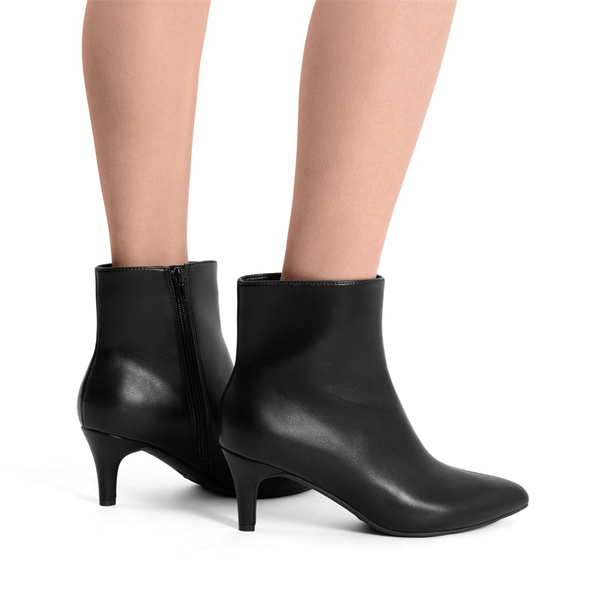Women’s Pointed-Toe Stiletto Ankle Boots - BLACK-PU - 7