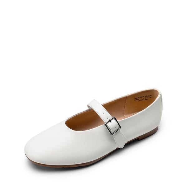 Women’s Cushioned Mary Jane Flats - WHITE -  0