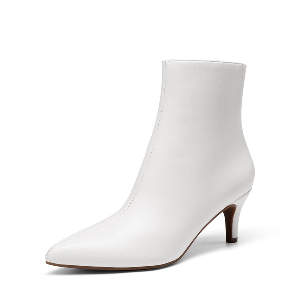 Women’s Pointed-Toe Stiletto Ankle Boots - WHITE -  0