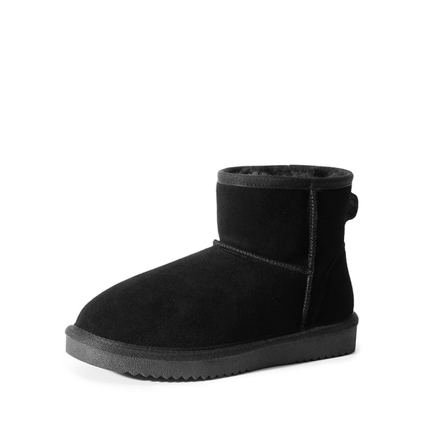 Women’s Faux Fur Slip-On Ankle Boots - BLACK -  0