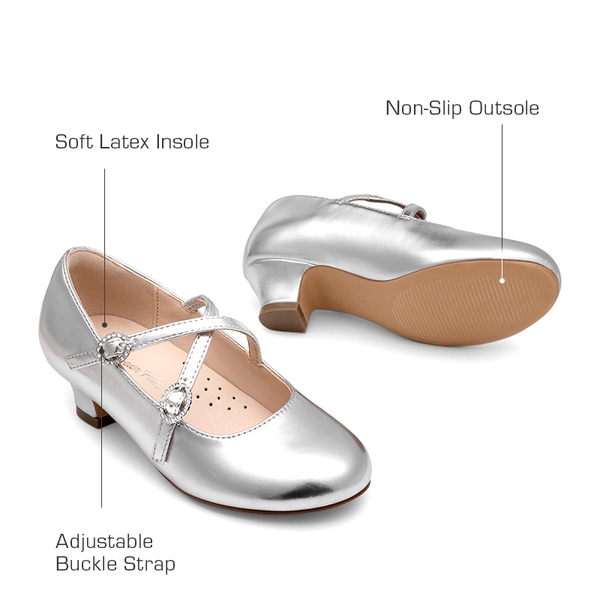 Girls’ Dressy Non-Slip Mary Jane Shoes - SILVER - 3