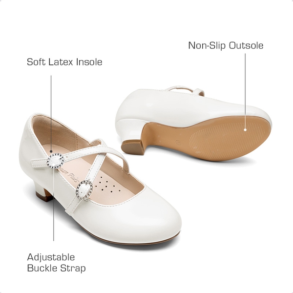 Girls’ Dressy Non-Slip Mary Jane Shoes - WHITE - 3