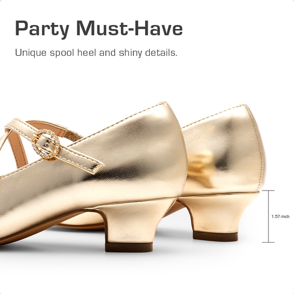 Girls’ Dressy Non-Slip Mary Jane Shoes - GOLD - 1