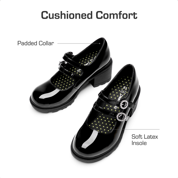 Girls’ Double-Strap Mary Jane Shoes - BLACK - 1