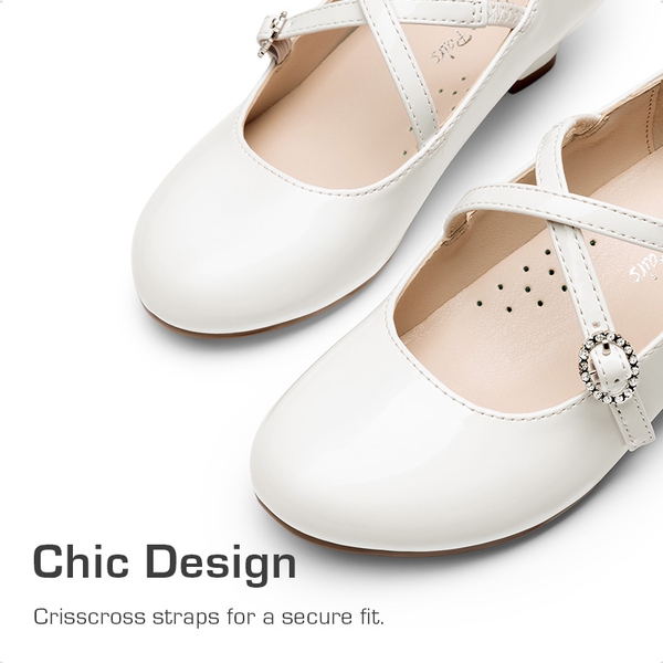 Girls’ Dressy Non-Slip Mary Jane Shoes - WHITE - 2