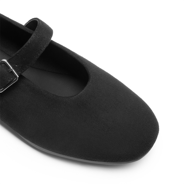 Women’s Cushioned Mary Jane Flats - BLACK-SUEDE - 5