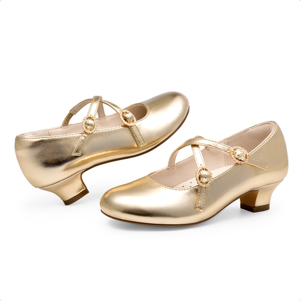 Girls’ Dressy Non-Slip Mary Jane Shoes - GOLD - 5