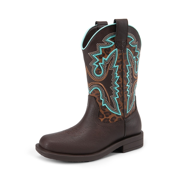 Boys’ Camouflage Western Cowboy Boots - BROWN/LEOPARD -  0