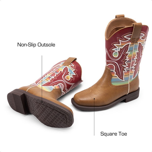 Boys’ Camouflage Western Cowboy Boots - BROWN/MULTI - 3