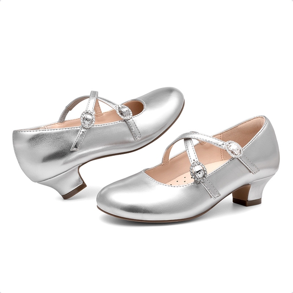 Girls’ Dressy Non-Slip Mary Jane Shoes - SILVER - 5