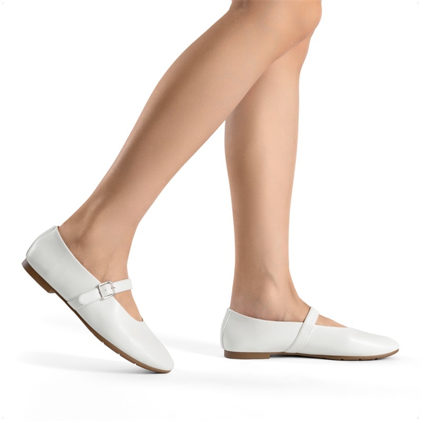 Women’s Cushioned Mary Jane Flats - WHITE - 8