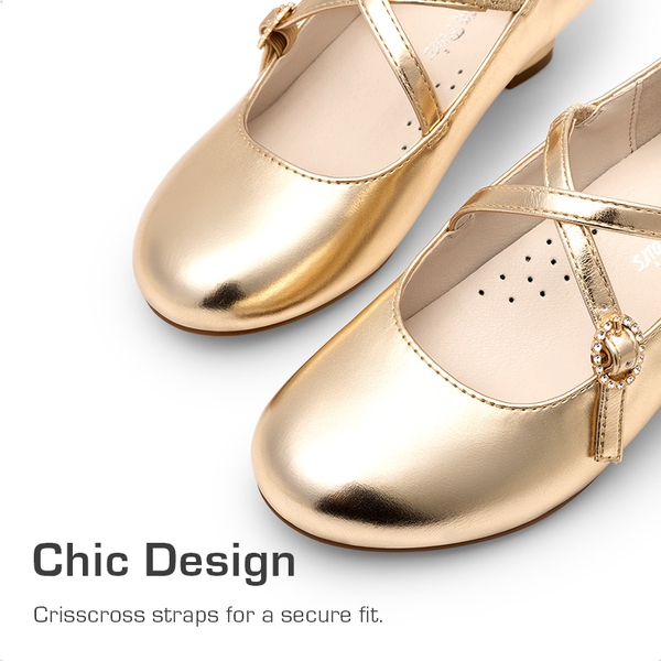Girls’ Dressy Non-Slip Mary Jane Shoes - GOLD - 2