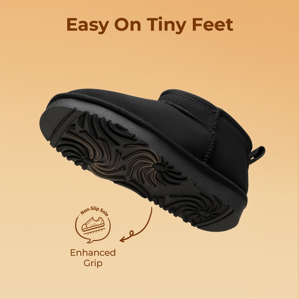 Kids’ Cozy Faux Suede Winter Boots - BLACK - 3