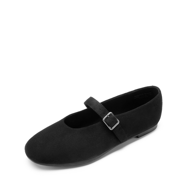 Women’s Cushioned Mary Jane Flats - BLACK-SUEDE -  0