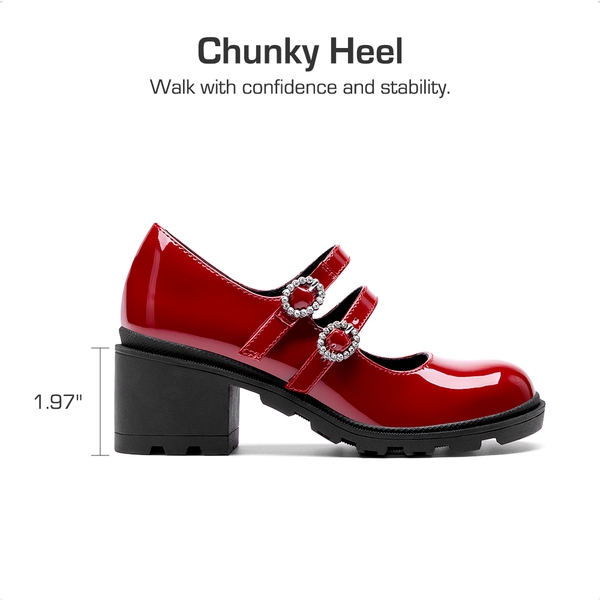 Girls’ Double-Strap Mary Jane Shoes - RED - 2