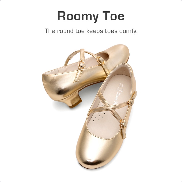 Girls’ Dressy Non-Slip Mary Jane Shoes - GOLD - 4